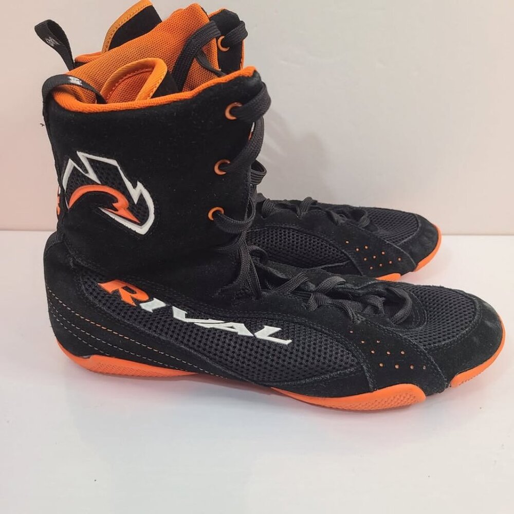 Rival RSX-ONE Mens Boxing Shoes Boots Black Orange Lace Up Size 11